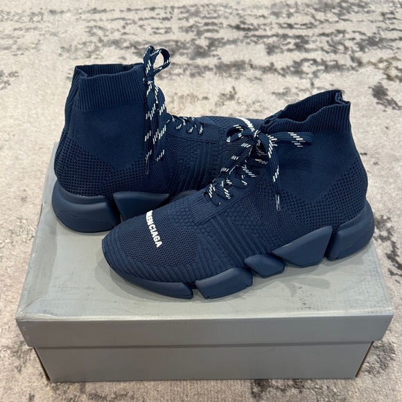 Balenciaga navy sock lace up sneaker - Picture 1 of 5